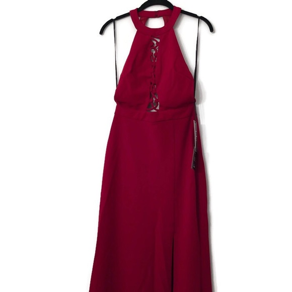 Lulus Lace-Up Open Back Halter Maxi Dress - Picture 2 of 4